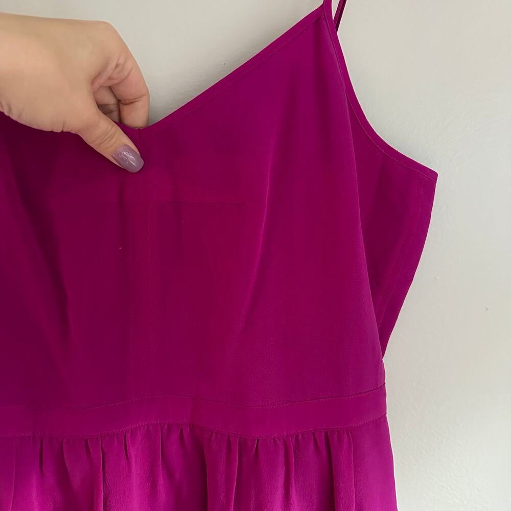 Madewell Silk Mini Dress Womens 6 Magenta Pink EUC Spaghetti Strap‎ Pocket - Picture 2 of 7